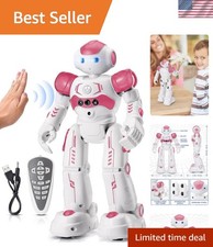 Vibrant Pink RC Robot with LED Lights - Intelligent Gesture Commands for Kids