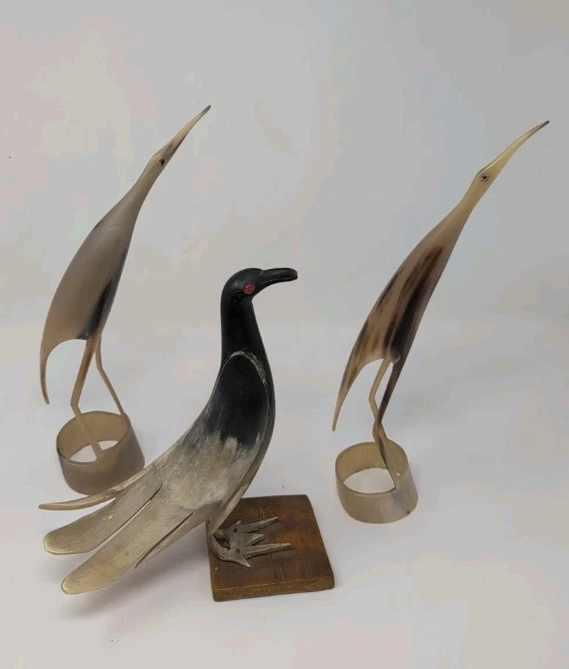 Tres arte popular MCM cuerno pájaros anhelados cuerno estatuilla decoración del hogar Foto 3 de 4