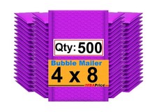iMBAPrice 500-Pack #000 (4" x 8") Premium Mat Purple Color Self Seal Poly Bub...