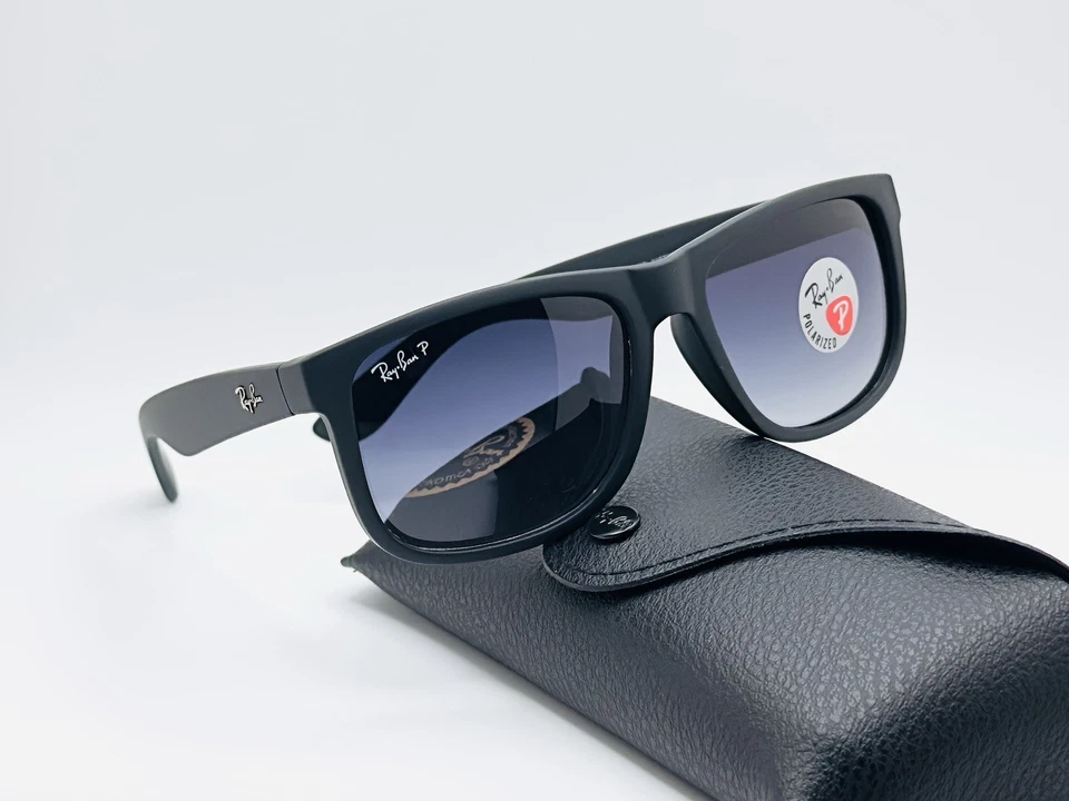Ray-Ban RB4165 Justin 55mm Rectangular Polarized Sunglasses - Gray Gradient Lens - Image 3 of 4