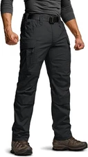 CQR MenFlex Stretch Tactical Pants, Water Resistant Ripstop Cargo Pants, 