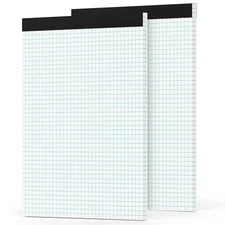 Zaviko Graph Paper Pad 8.5 x 11, 2 Pack, 4x4 x 11.75 Inch, White 