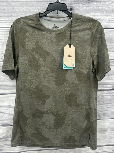 PRANA PROSPECT HEIGHTS GRAPHIC CAMO SHORT SLEEVE PERFORMANCE SHIRT Mens Size XS