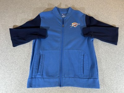 Oklahoma City Thunder Jacket Mens Large Blue NBA Sweatshirt Full Zip Fleece OKC