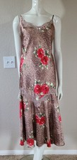 VTG California Dynasty size small leopard print rose satin maxi dress nightgown