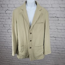 Tommy Bahama Beige Silk Linen Lightweight Notch Blazer Jacket Size Medium M