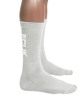 FCUK | Mens Grey Melange Cushioned Crew Gym Sports Socks | Size UK 7-11 EU 40-46