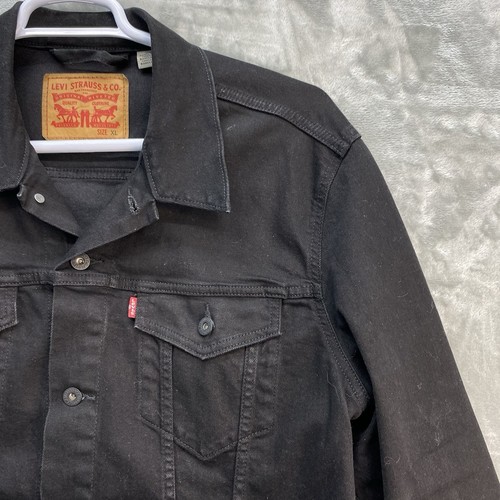 Levis Jacket Men's Size XL Jean Denim Button Trucker Type 3 Black Biker grunge - Picture 7 of 11