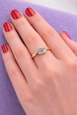 9ct Gold Blue Topaz Bypass Ring Size M½ Birmingham 2008 3.4g