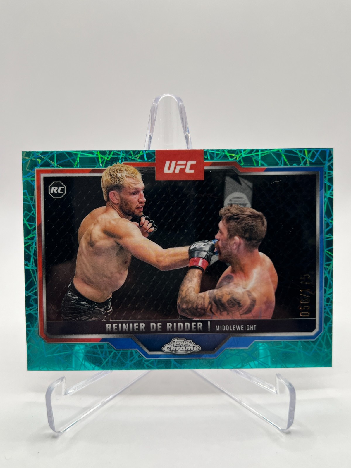2025 TOPPS CHROME UFC REINIER DE RIDDER RC 056/175 TEAL LAZER REFRACTOR NO. 185