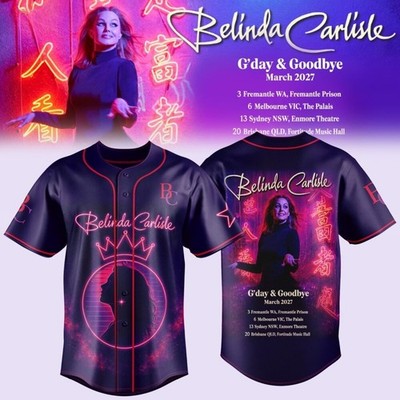 Belinda Carlisle G day & Goodbye Australia Tour Baseball Jersey Limited Edition