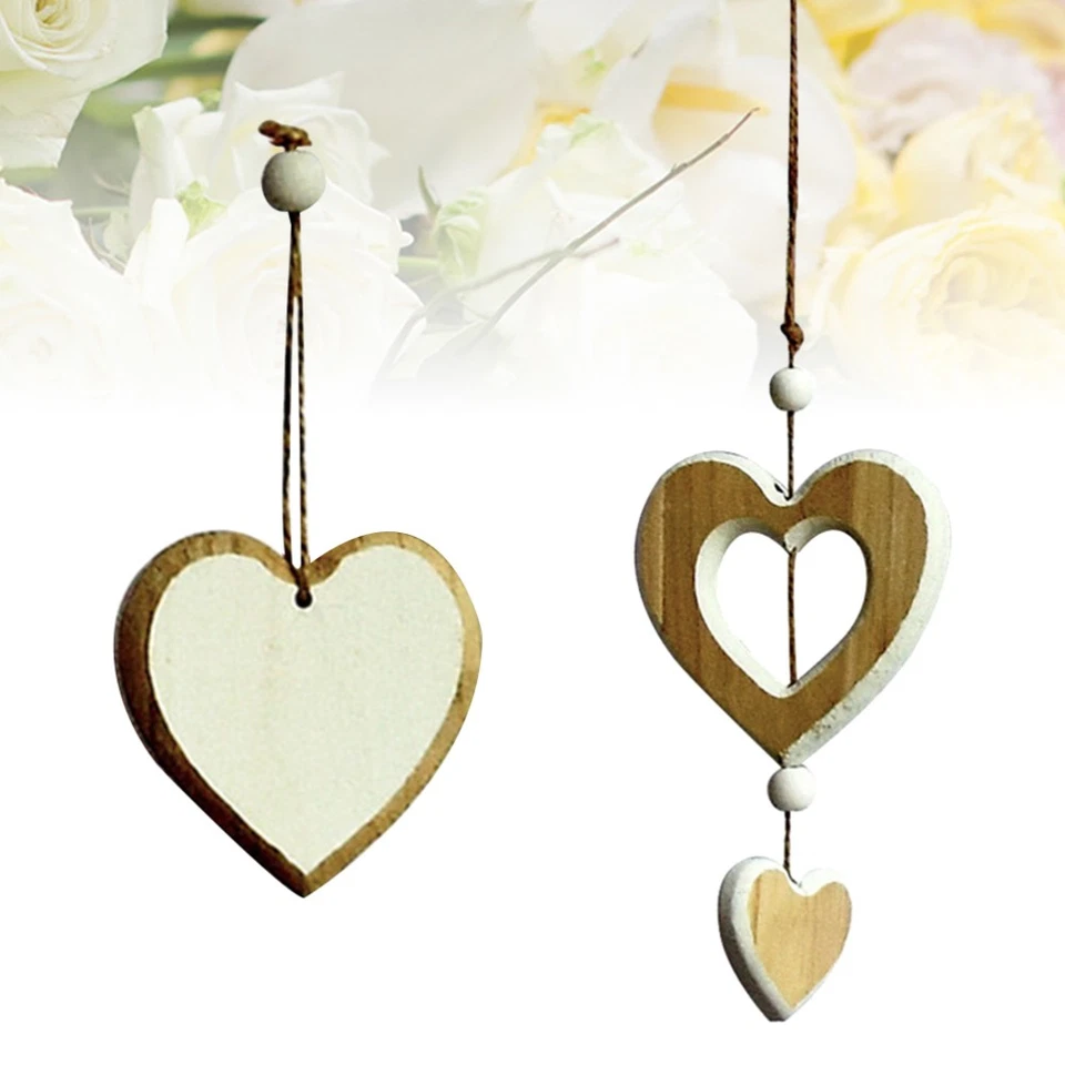  2 PCS Engagement Party Decorations Heart Shape Wood Crafts Wooden Ornament - Image 4 of 4