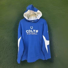 NFL Indianapolis Colts Reebok AUTHENTIC SIDELINE Hooded Sweatshirt Hoodie Sz L