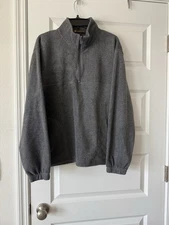 Harriton Men's Large Fleece Jacket Long Sleeve Gray Quarter Zip Size M