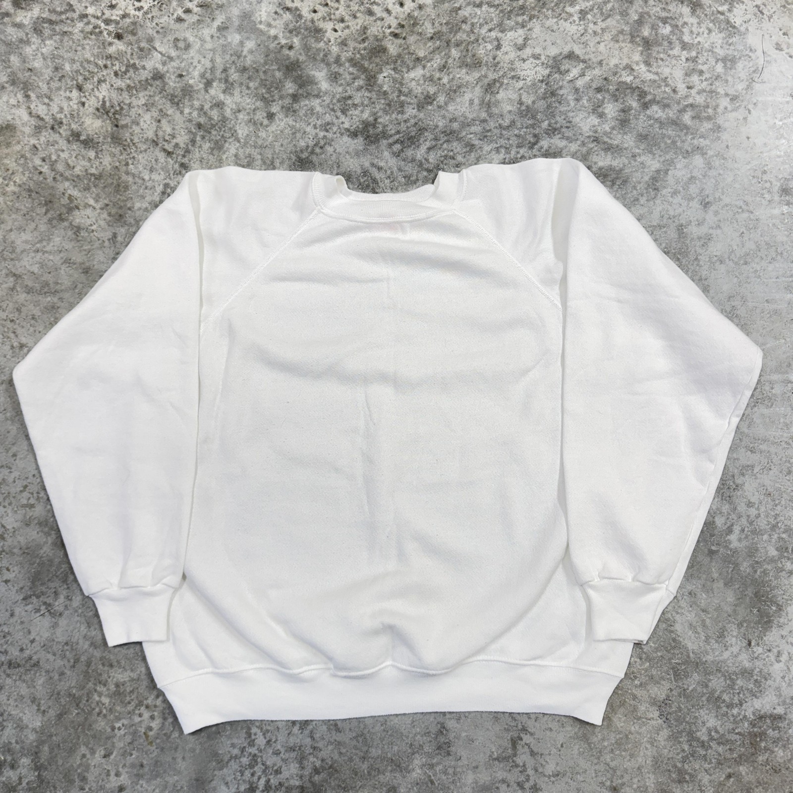 Hanes Sport Sweatshirt Mens XL White Made in USA Raglan Crewneck Pullover Blank