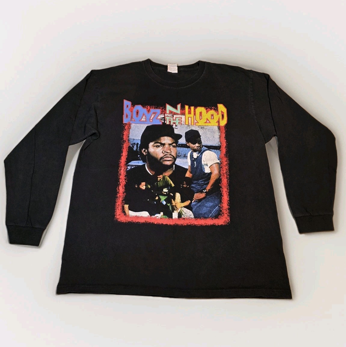 Vintage 90s Boyz In The Hood Long Sleeve Shirt Black Double Sided