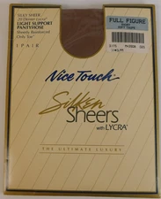 Nice Touch Silken Sheers Full Figure SHORT Soft Taupe 20 Denier Lycra Pantyhose