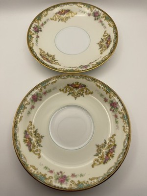 Noritake China Gloria 5.5'' Saucer Gold Trim Floral Vintage -Set of Two