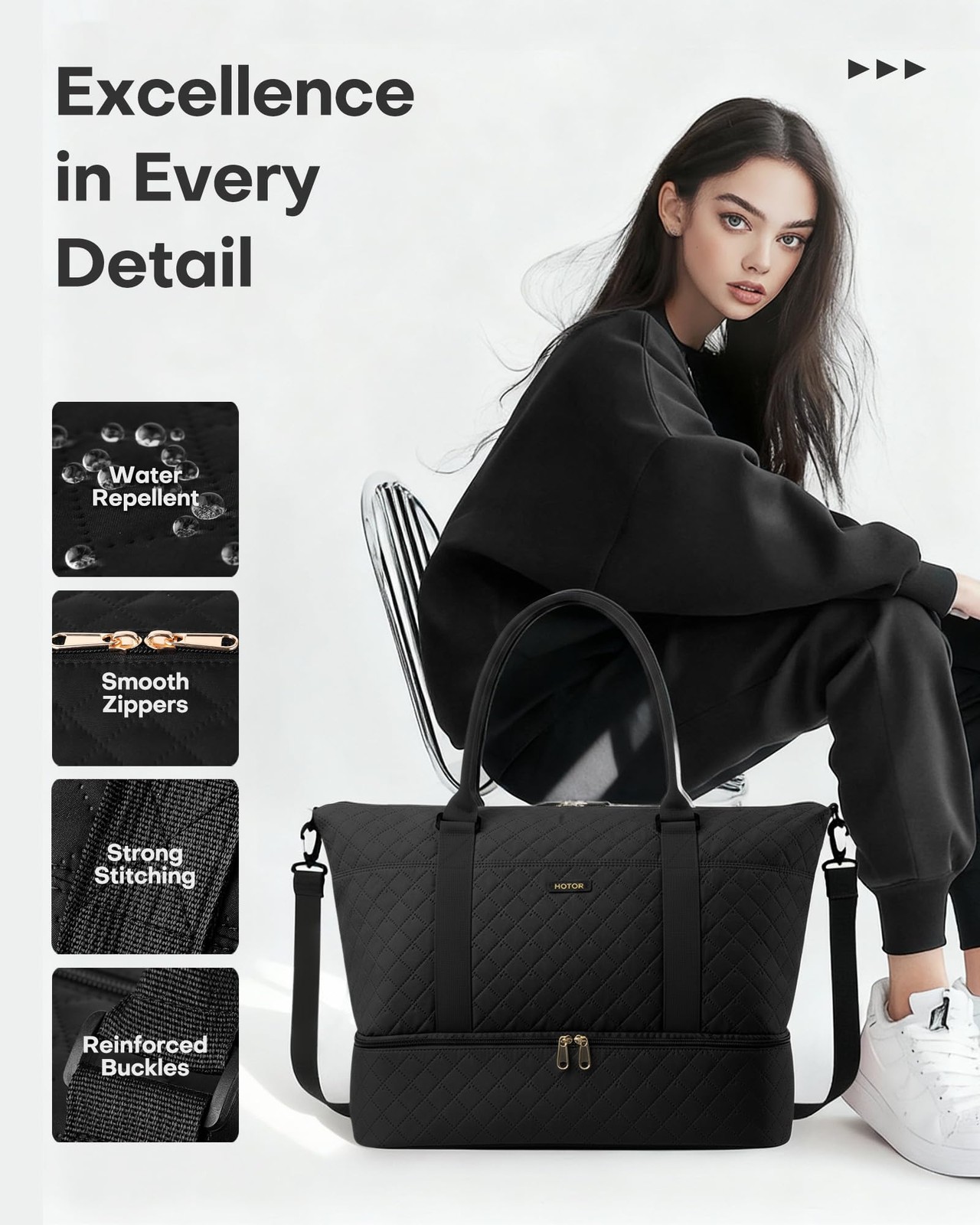 Travel Duffel Bag - Weekender Bags for Women, Carry On Overnight Bag with Sho...