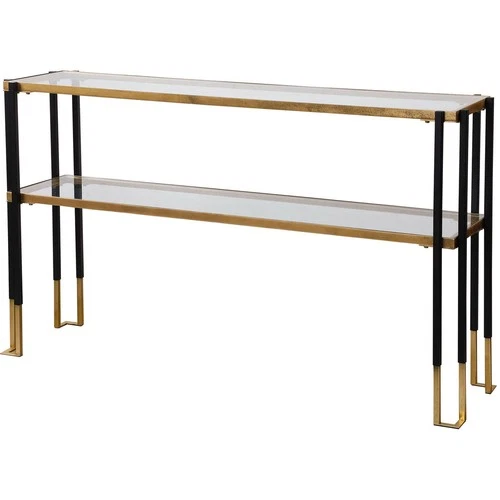 Uttermost 24978 Kentmore Console Table Two-Toned Matte Black and Brushed Gold - Picture 3 of 6