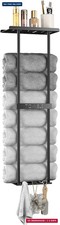 Towel Racks for Bathroom, Wall Mounted Black Metal Towel Holder with Top Shelf