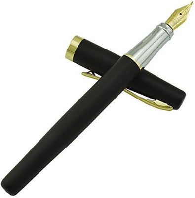 Duke 209 Bent Nib Fountain Pen Matte Black, Fude Calligraphy Writing Pen with Co
