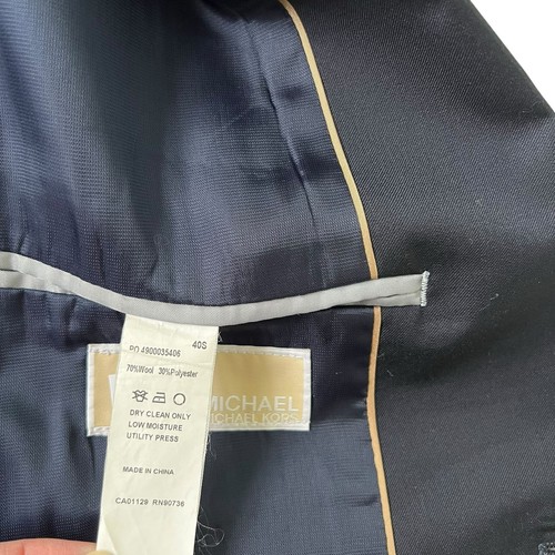 Michael Kors Blue Wool Blend Shoulder Pads Suit Jacket Blazer Men Sz 40S | 53-6 - Picture 5 of 11