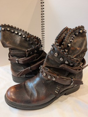 A.S.98 Vianne Women's Mid-Calf Boots BROWN Distressed Sz EU38/7.5/8 Steampunk 