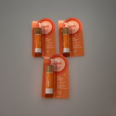 3 Brand New Raw Sugar Lip Love Raw Coconut + Mango Soothing Lip Balm