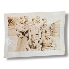 1940s WWII US Army Soldiers Group Photograph Barracks Military Snapshot