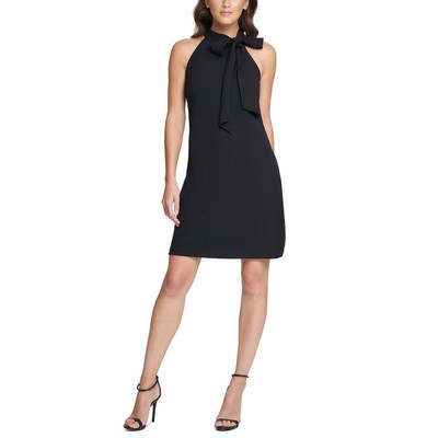 Vince Camuto Womens Black Tie Neck Halter Party Shift Dress Petites 4P BHFO 5163