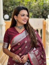 Party Wear Saree Blouse Bollywood Bridal Silk Sari Indian Wedding Bollywood New
