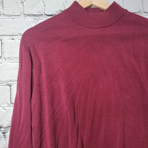 Tulliano Silk Cotton Mock Neck Knit Long Sleeve Burgundy Red Sweater Size M - Picture 5 of 12
