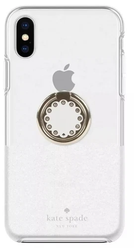 Kate Spade Protective HardShell Case + Ring For iPhone XS Max 6.5" Glitter/Clear - Picture 1 of 4