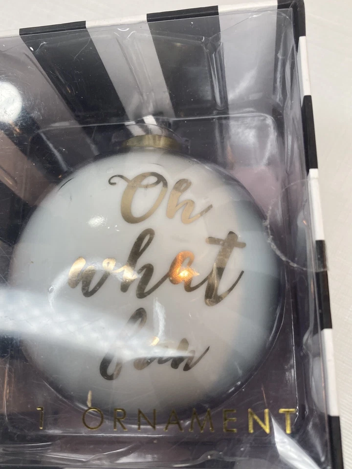 NUEVO 8 Oak Lane Blanco y Dorado OH QUÉ DIVERTIDO Porcelana Bola Redonda Adorno Foto 3 de 4