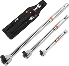 3 Piece Breaker Bar Set, 1/4'', 3/8'' & 1/2'' Drive, Heavy Duty Breaker Bars