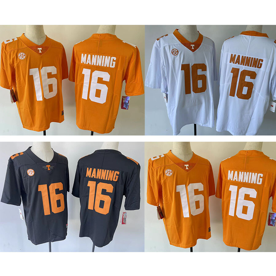 Peyton Manning Tennessee Volunteers Stitched Orange White Black Jersey All Sizes for Adults