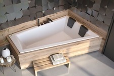 große Badewanne Eckbadewanne für zwei Personen 180x125 cm 2 x Kopfstütze rechts