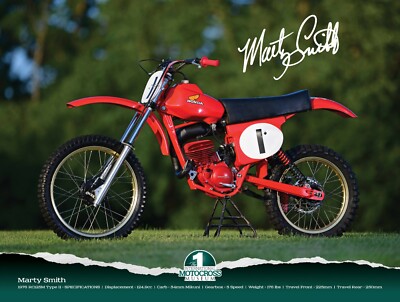 Marty Smith's 1976 Works Honda RC125M Type 2 18x24 POSTER. Ahrma CR