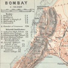 MUMBAI BOMBAY 1914 INDIA  ANTIQUE ORIGINAL  MAP CITY PLAN  Mumbaī  HINDUSTAN