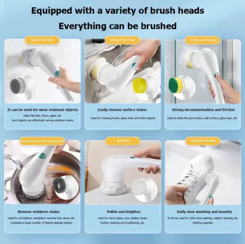 Electric Cordless Cleaning Brush Spin Scrubber Turbo Scrub Cleaner Rechargeable - Picture 8 of 10