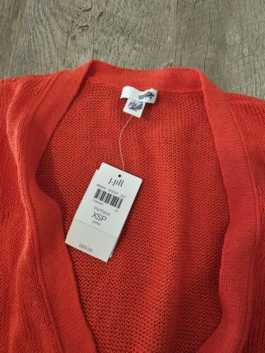 NWT J. Jill JJILL PAPRIKA (ORANGE) Linen Blend Cardigan Size XSP - Picture 2 of 2