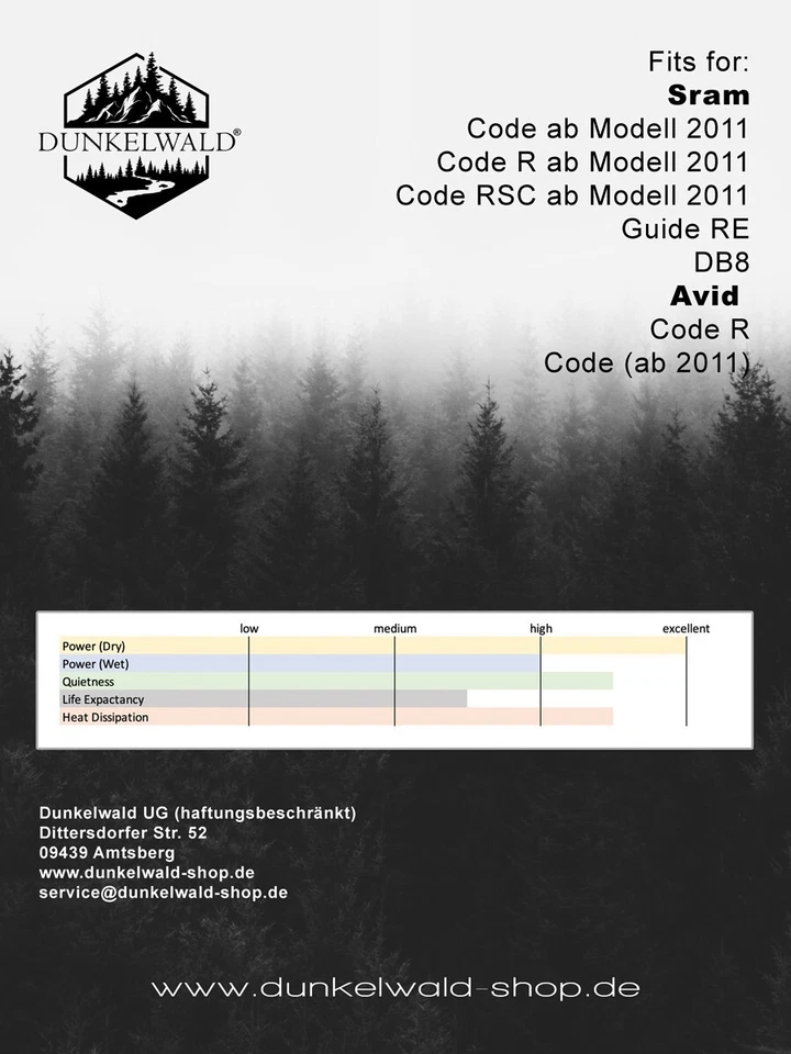 DUNKELWALD® - Bremsbeläge Set organisch/resin für SRAM DB8 I Code R I Code RSC - Bild 4 von 4