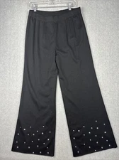 Ming Wang Pants Womens M Black Wide Leg Stuffed Stretch Soft Casual Office Comfy