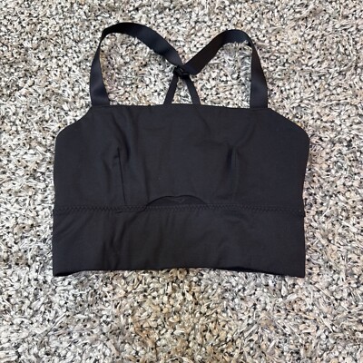 ATHLETA LOTUS BRA powervita black support athleisure bra Small
