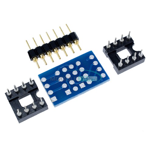 Dual DIP8 To DIP8 Mono Opamp PCB Adapter – Pins & Sockets Included For NE5532, OPA2132, OPA627, TL072