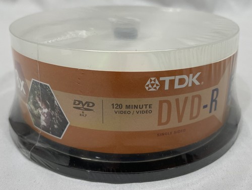 TDK 25 Pack DVD-R 4.7 GB 2X 120 Min Brand NEW Sealed! Spindle Pack Of 25 Discs! - Picture 3 of 5