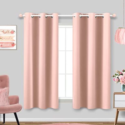 Coral Pink Loft Bed Curtains 45 Inch Length 34''W x 45''L (Pack of 2) Blush Pink