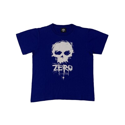 Vintage Zero Skateboards Skull T-shirt Skateboarding Blue Tee S