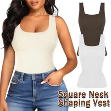 Women Compression Vest Tummy Control Square Neck Tank Top Body Shaper Seamless